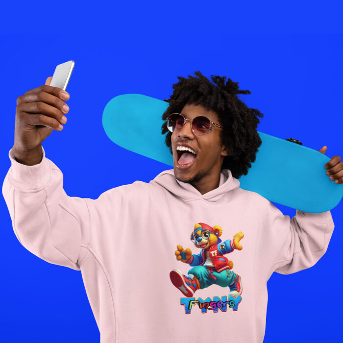 adult-man-wearing-a-pink-tyny-fingers-new-bb-logo-pullover-hoodie